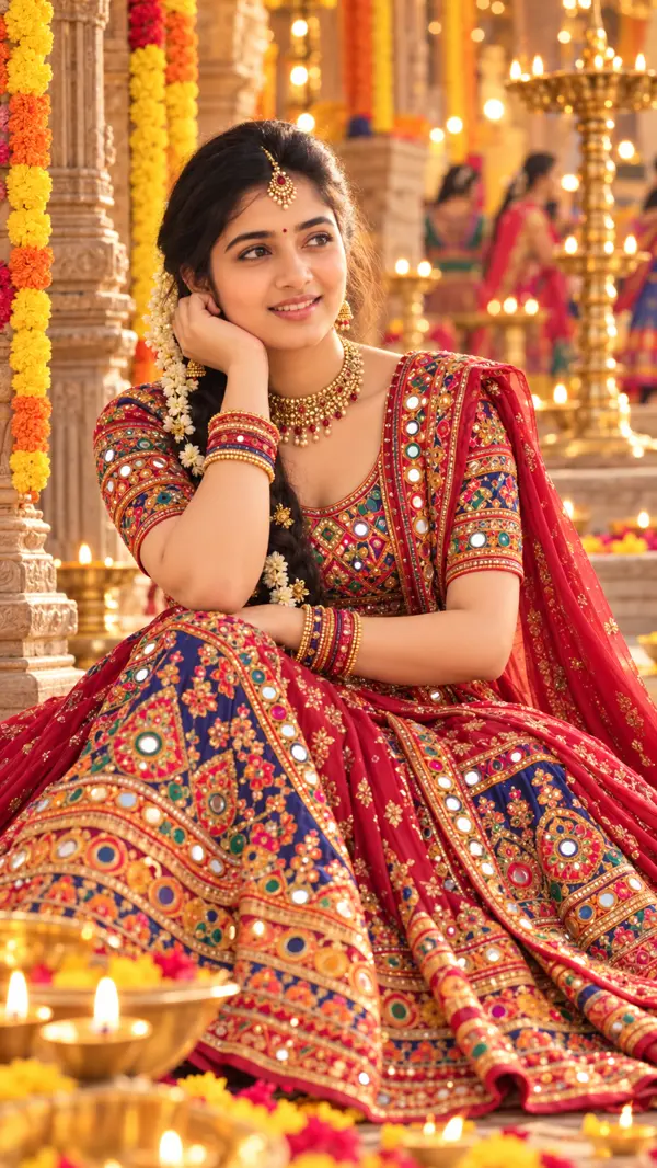 Royal Navratri Beauty in an Embroidered Lehenga