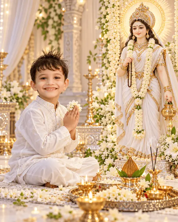 Maa Brahmacharini Navratri Puja Portrait: A Pure, Photorealistic Devotional Photo Prompt