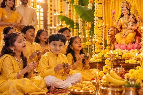 Golden Hour Bhajan: A Skandamata Devotional Portrait