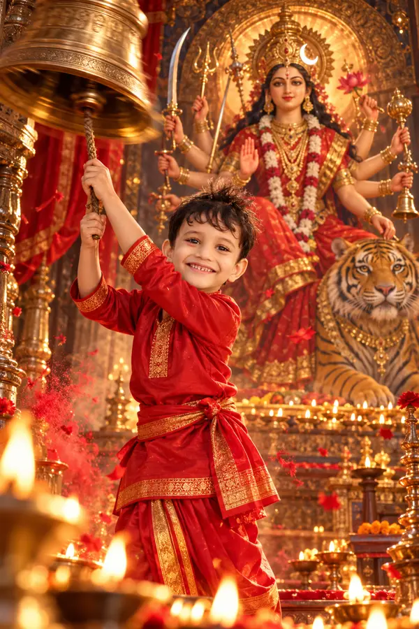 Bell of the Goddess: A Navratri Day 3 Devotional Portrait Prompt