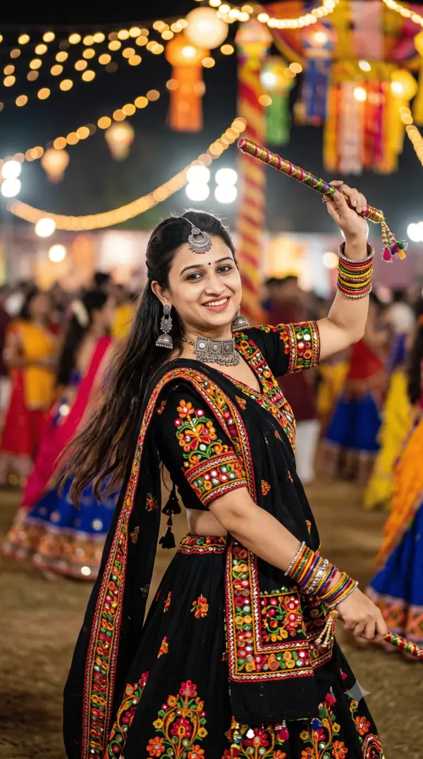 Navratri Garba Night: Ultra-Photorealistic Festival Portrait Prompt