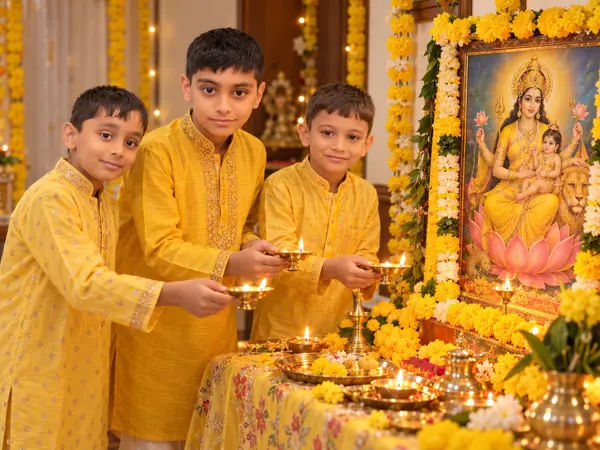 Navratri Day 5 Aarti Portrait: A Personalized Skandamata Puja Scene