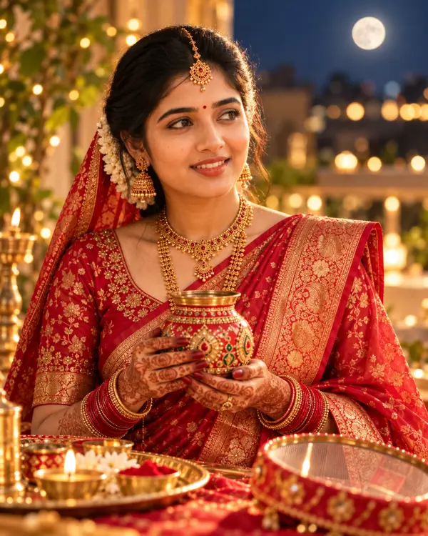 Karwa Chauth Regal Portrait: Photo-Based Ultra-Realistic Image Prompt